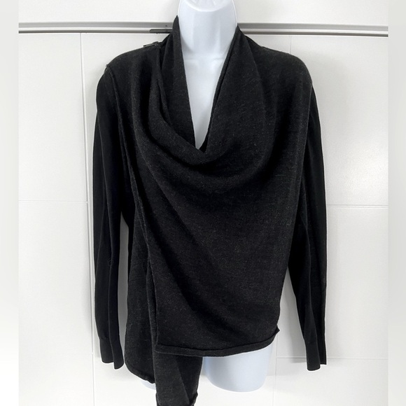 All Saints/ Drina Asymmetrical Cardigan/ Wool/ Shoulder zipper/ Size US 6 - Picture 4 of 14